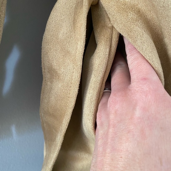 Laundry by Shelli Segal sz L Tan Faux Suede Jacket with Snap Closure Tie Waist - Picture 8 of 14